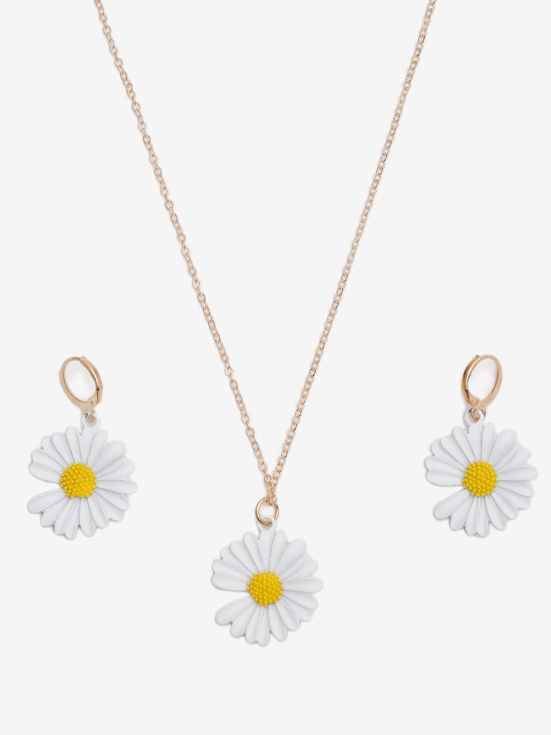 YouBella Gold-Plated & White Floral-Shaped Jewellery Set